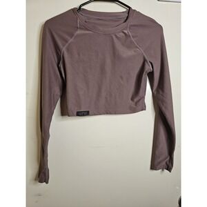 Alphalete Women's Long Sleeve Crop Top Stretch Pullover Plum Size XS Athleisure